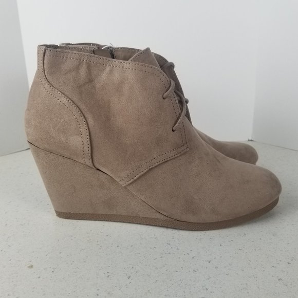 faux suede wedge booties